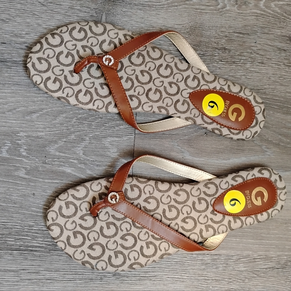 G by Guess Size 9 Monogrammed Flip Flops